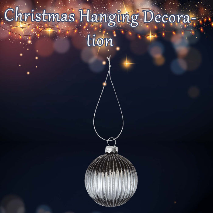 Christmas Hanging Glass Bauble Decoration 10cm x 9cm Silver X 1
