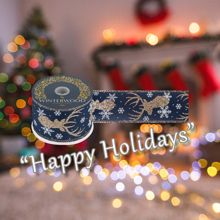 Christmas Ribbon Garland 7cm x 10cm Blue X 1