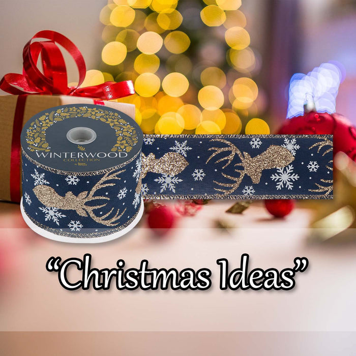 Christmas Ribbon Garland 7cm x 10cm Blue X 1