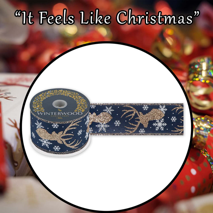 Christmas Ribbon Garland 7cm x 10cm Blue X 1