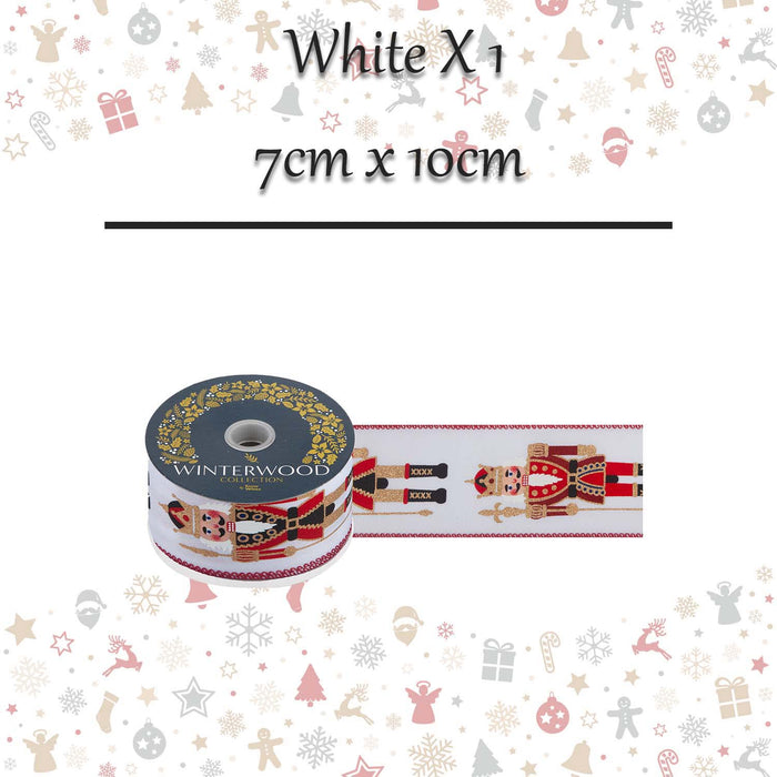 Christmas Ribbon Garland 7cm x 10cm White X 1