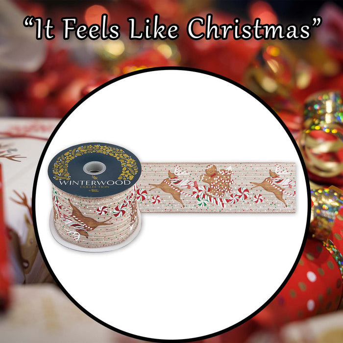 Christmas Ribbon Garland 7cm x 10cm White X 1