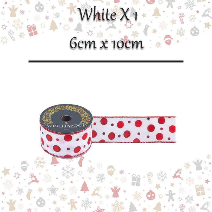 Christmas Ribbon Garland 6cm x 10cm White X 1