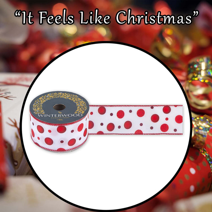 Christmas Ribbon Garland 6cm x 10cm White X 1