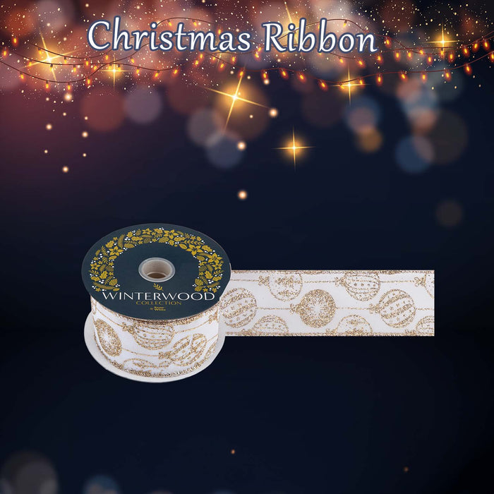 Christmas Ribbon Garland 6cm x 10cm Gold X 1