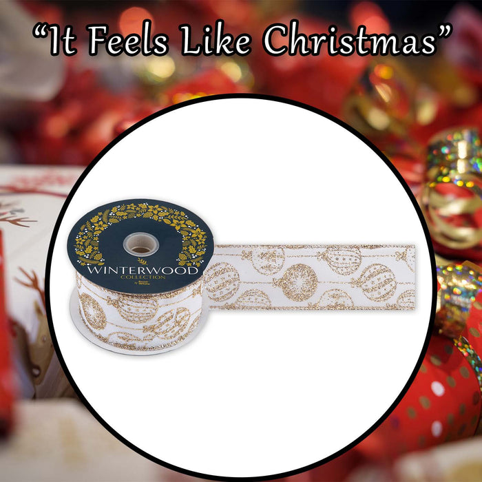 Christmas Ribbon Garland 6cm x 10cm Gold X 1