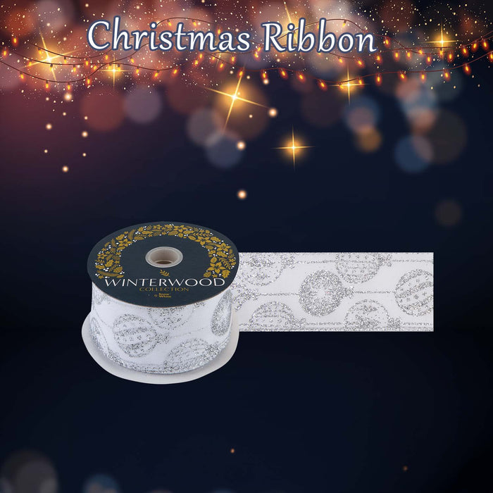 Christmas Ribbon Garland 6cm x 10cm Silver X 1