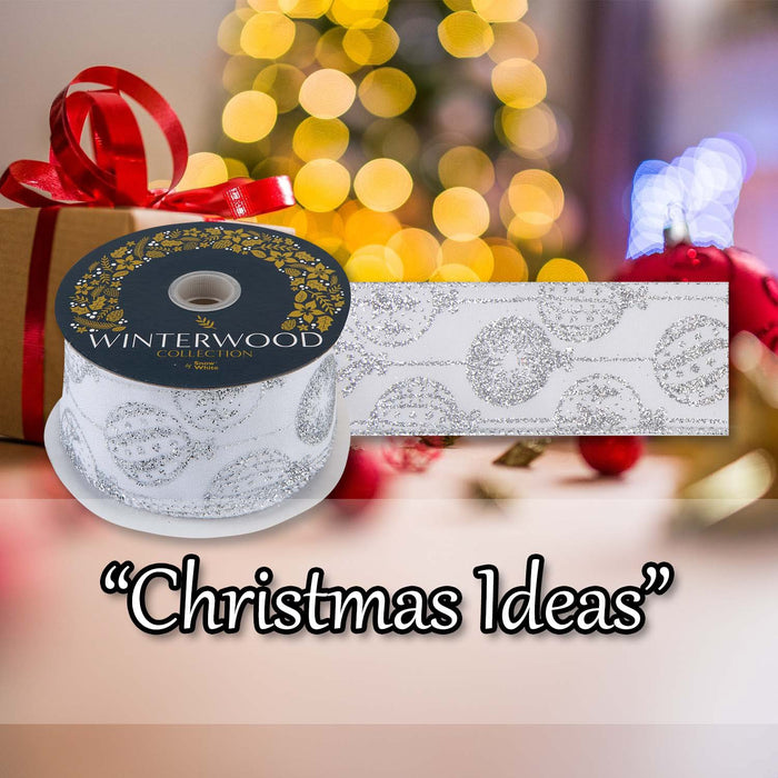 Christmas Ribbon Garland 6cm x 10cm Silver X 1