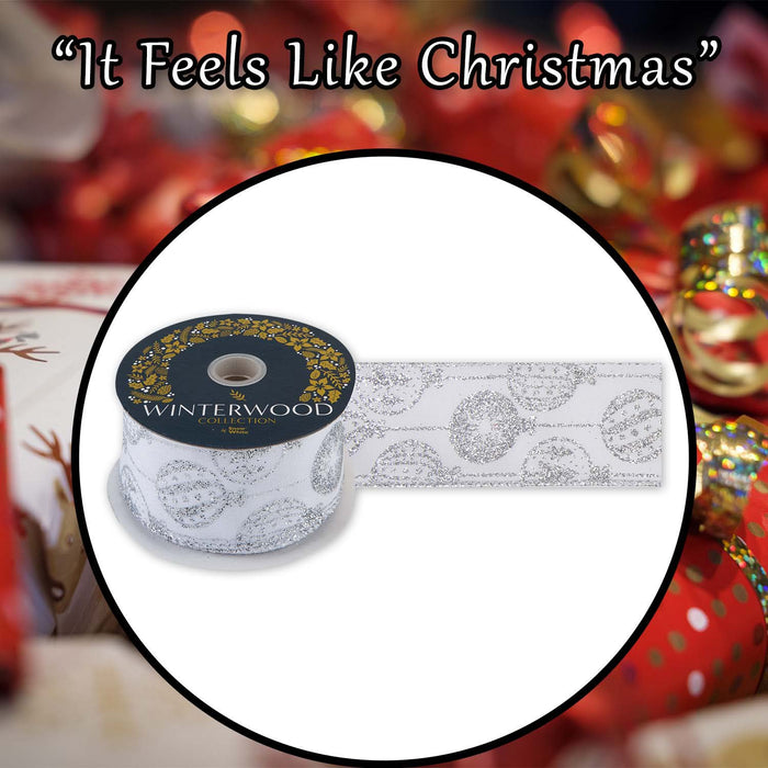 Christmas Ribbon Garland 6cm x 10cm Silver X 1