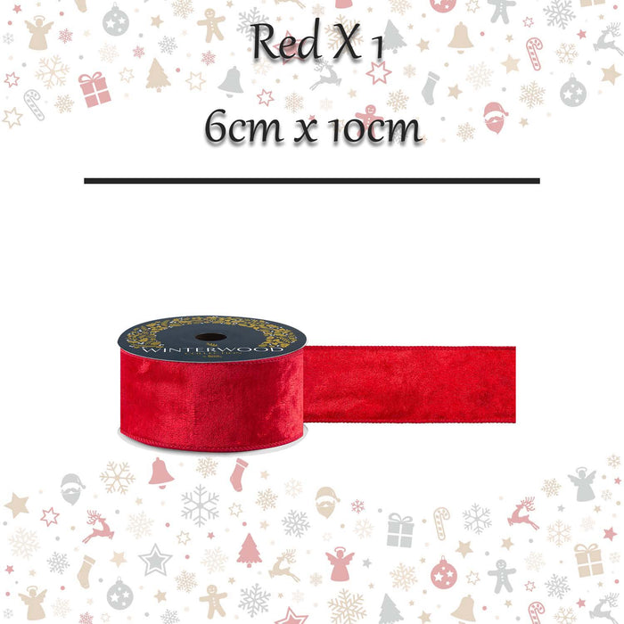 Christmas Ribbon Garland 6cm x 10cm Red X 1