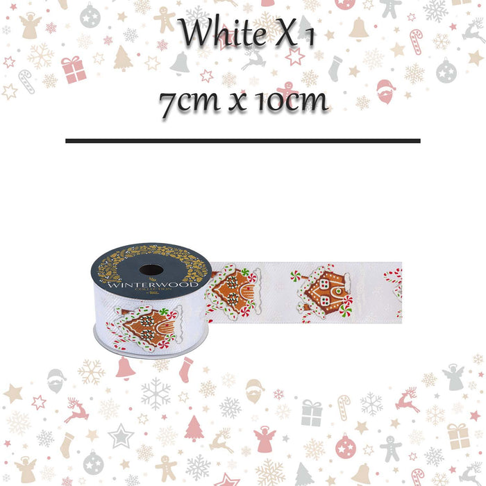 Christmas Ribbon Garland 7cm x 10cm White X 1