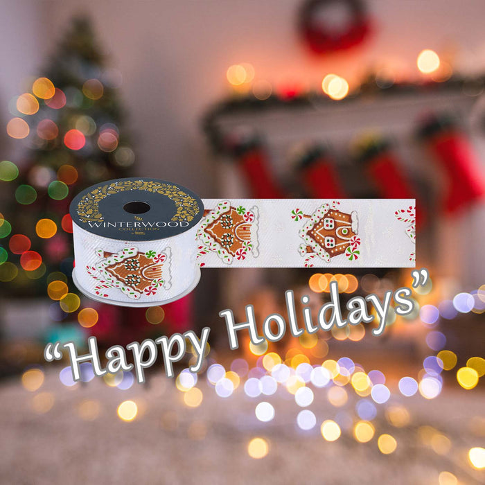 Christmas Ribbon Garland 7cm x 10cm White X 1