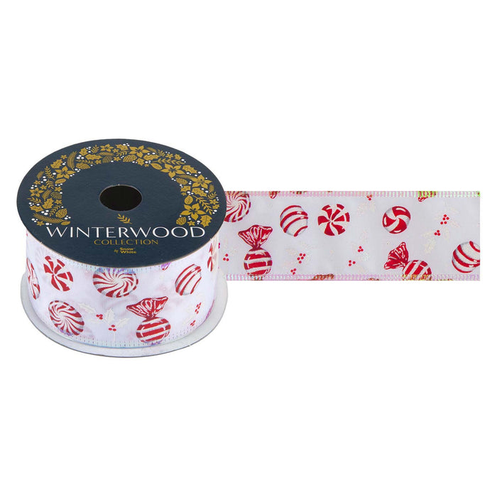 Christmas Ribbon Garland 6cm x 10cm White X 1