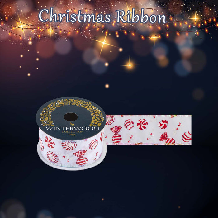 Christmas Ribbon Garland 6cm x 10cm White X 1