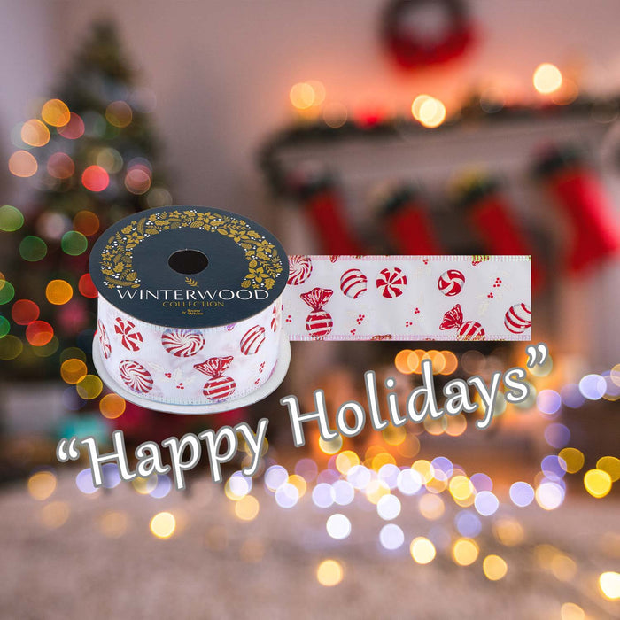 Christmas Ribbon Garland 6cm x 10cm White X 1