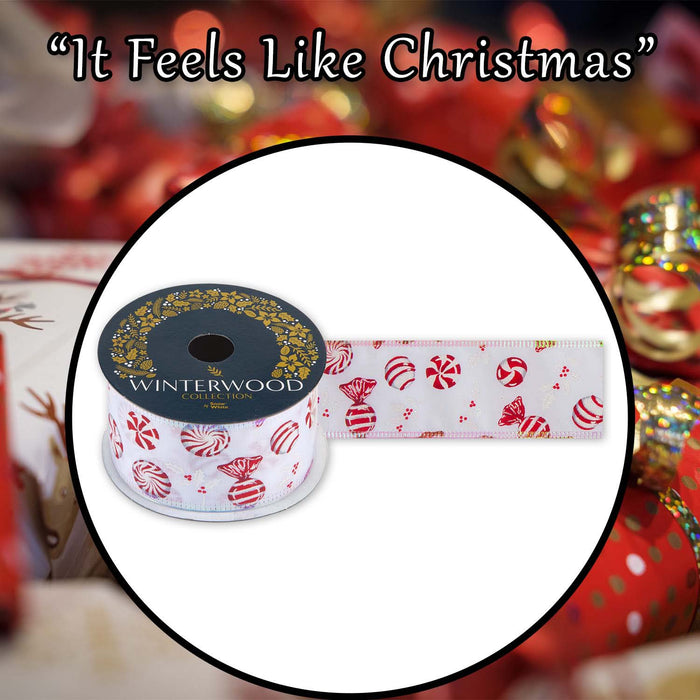Christmas Ribbon Garland 6cm x 10cm White X 1