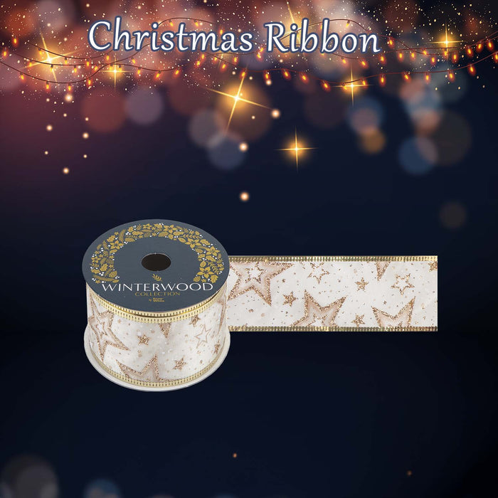 Christmas Ribbon Garland 6cm x 10cm Gold X 1