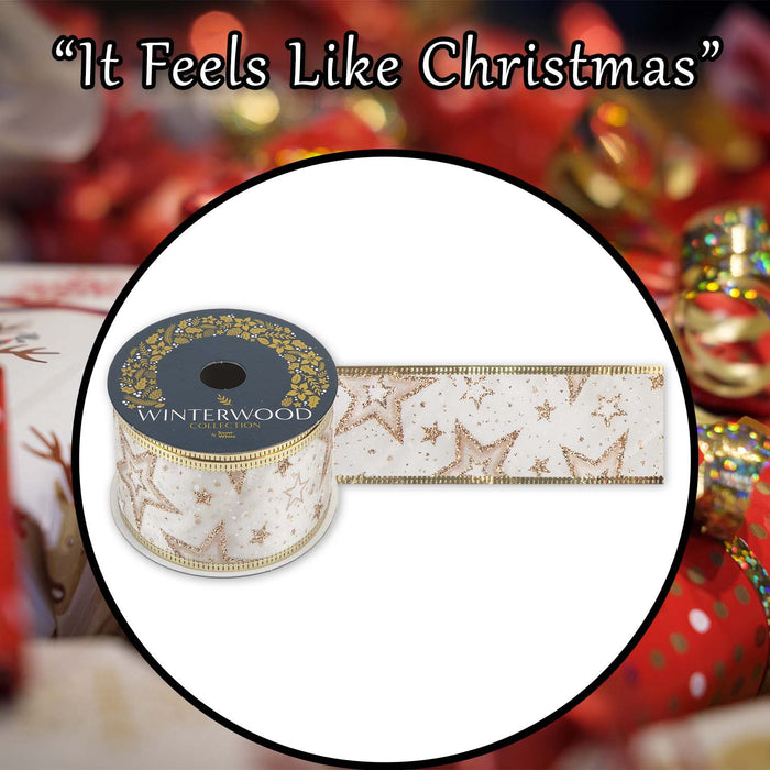 Christmas Ribbon Garland 6cm x 10cm Gold X 1