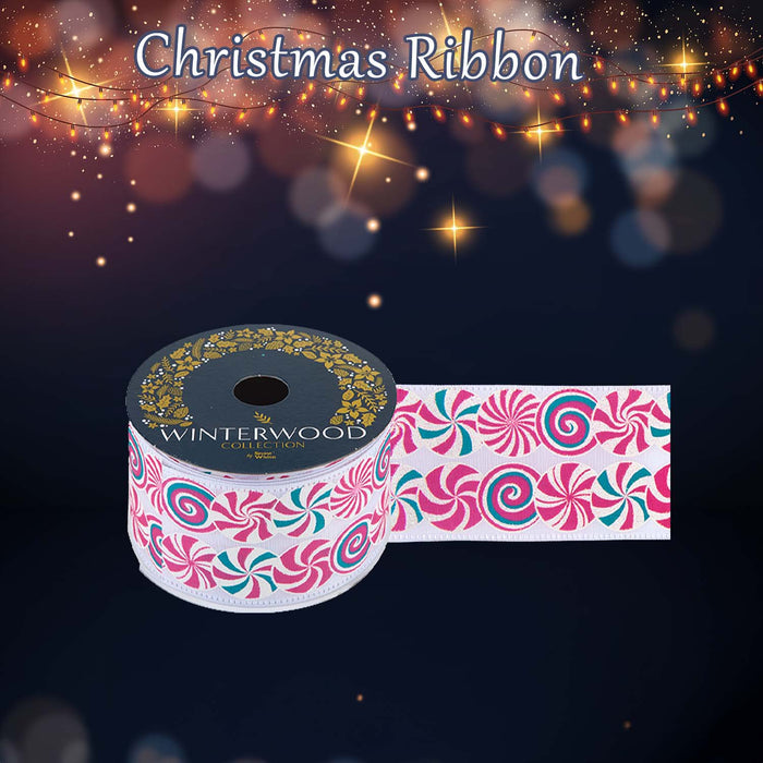 Christmas Ribbon Garland 7cm x 10cm Pink X 1