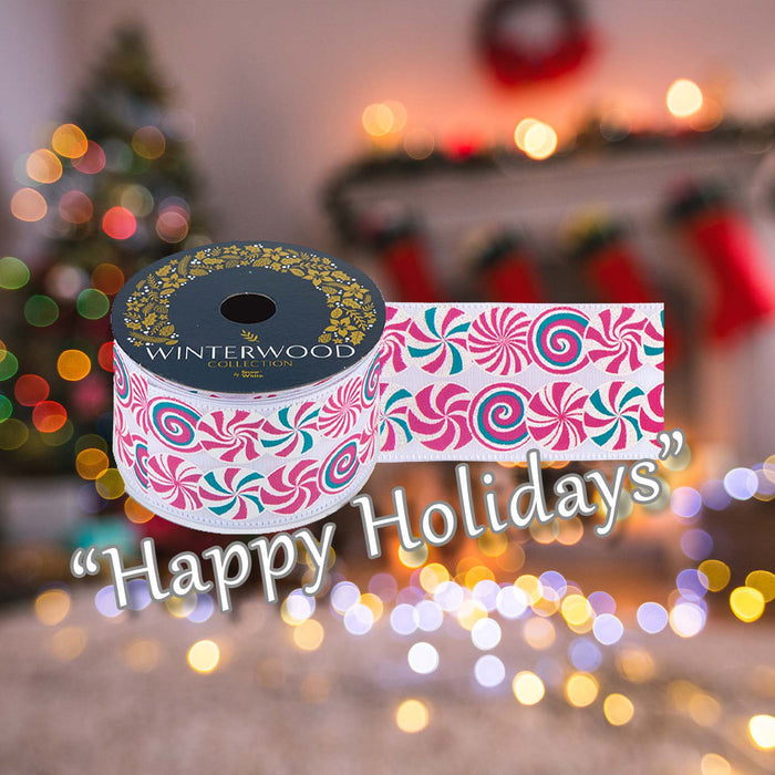 Christmas Ribbon Garland 7cm x 10cm Pink X 1