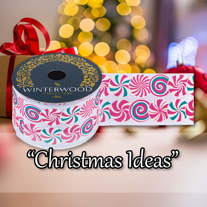 Christmas Ribbon Garland 7cm x 10cm Pink X 1