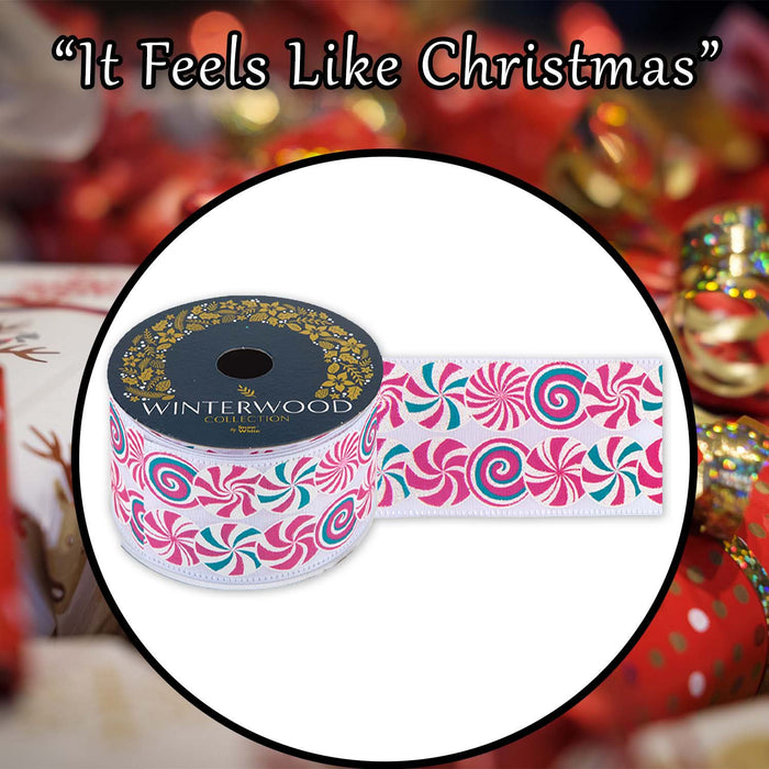 Christmas Ribbon Garland 7cm x 10cm Pink X 1