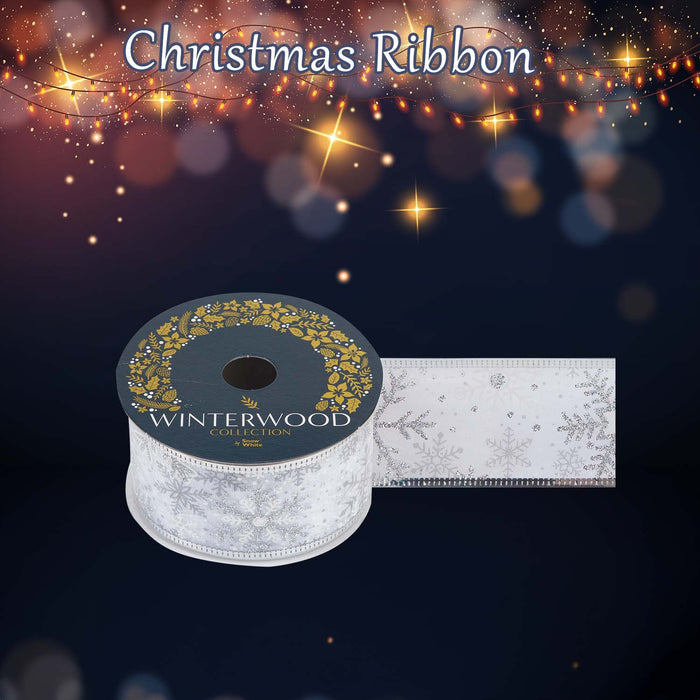 Christmas Ribbon Garland 6cm x 10cm Silver X 1