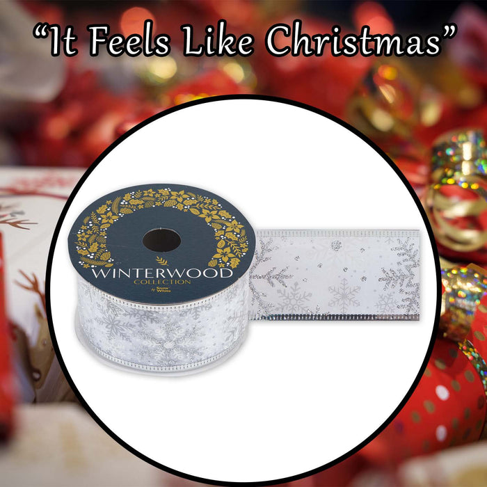 Christmas Ribbon Garland 6cm x 10cm Silver X 1