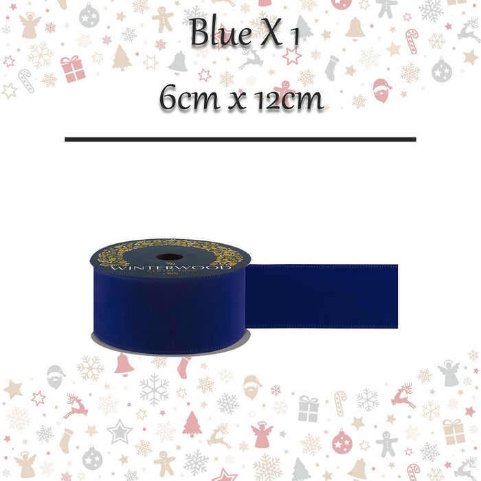 Christmas Ribbon Garland 6cm x 12cm Blue X 1