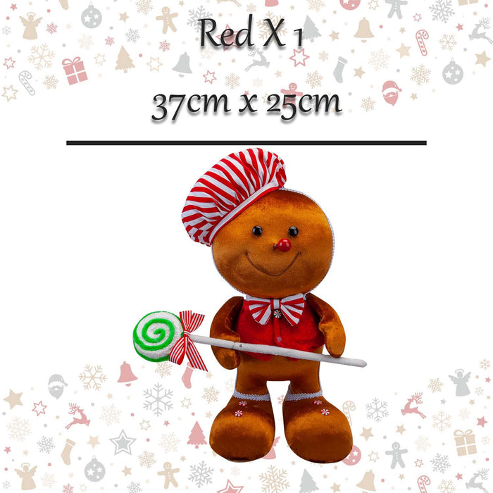 Christmas Gingerbread Man Decoration 37cm x 25cm Red X 1