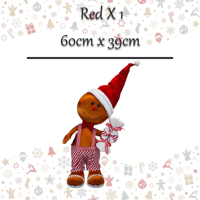Christmas Gingerbread Man Decoration 60cm x 39cm Red X 1