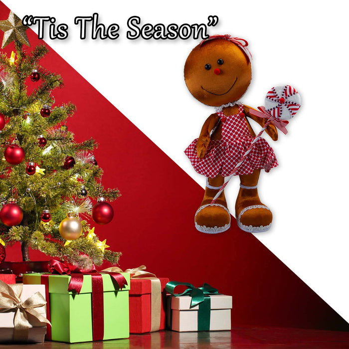 Christmas Gingerbread Woman Decoration 60cm x 26cm Red X 1
