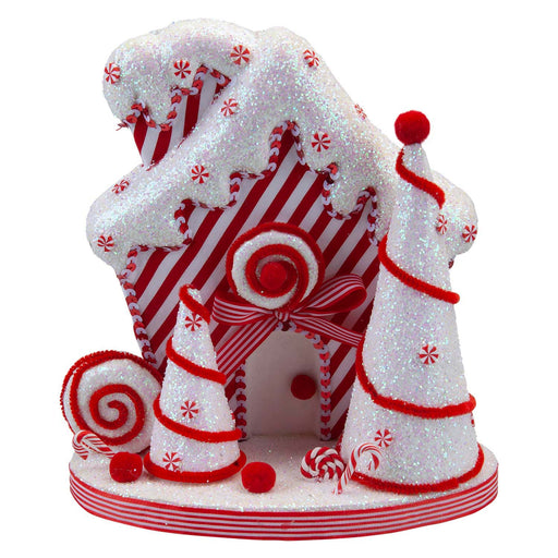 Christmas Candy Cane House Decoration 28cm x 26cm White X 1
