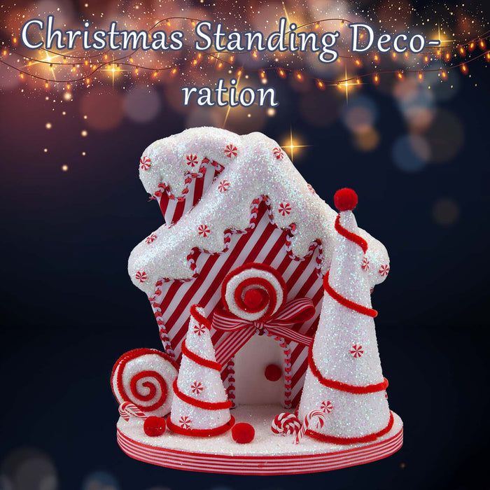 Christmas Candy Cane House Decoration 28cm x 26cm White X 1