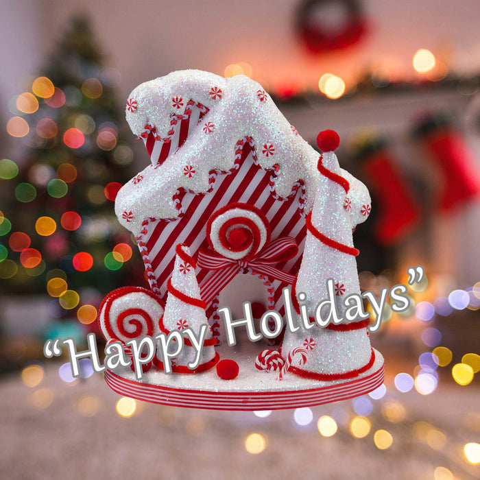 Christmas Candy Cane House Decoration 28cm x 26cm White X 1