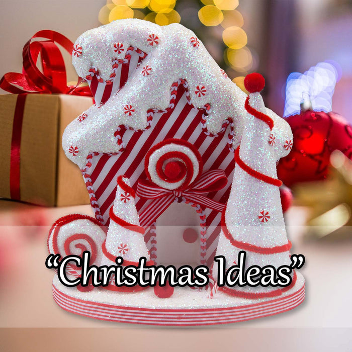 Christmas Candy Cane House Decoration 28cm x 26cm White X 1