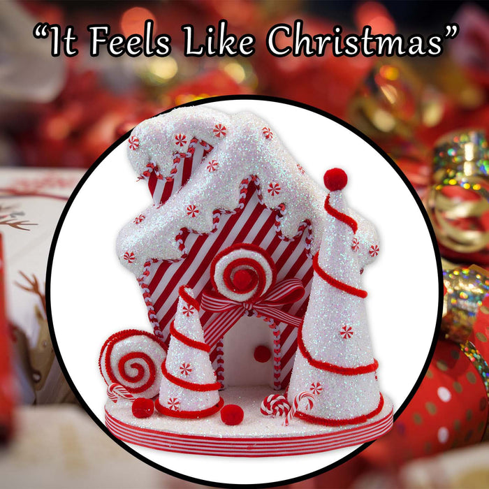 Christmas Candy Cane House Decoration 28cm x 26cm White X 1