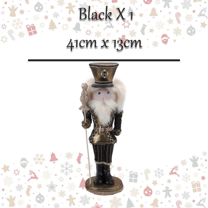 Christmas Nutcracker Decoration 41cm x 13cm Black X 1