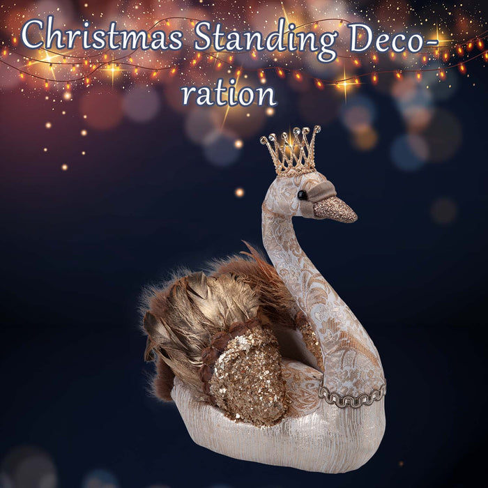 Christmas Swan Decoration 27cm x 24cm Gold X 1