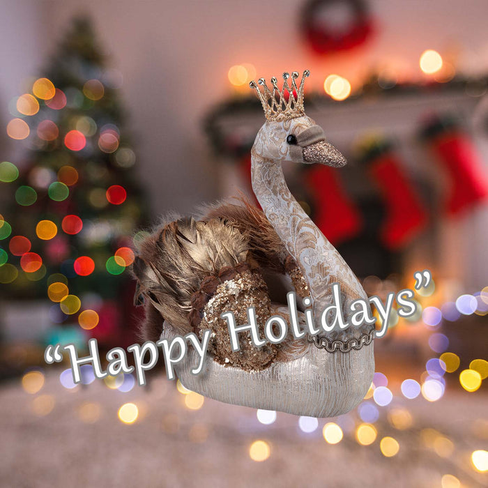 Christmas Swan Decoration 27cm x 24cm Gold X 1