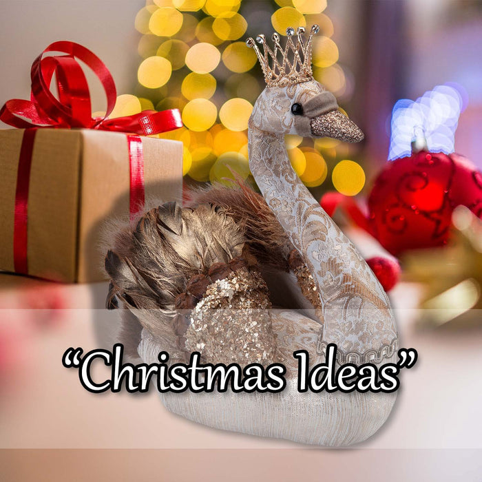 Christmas Swan Decoration 27cm x 24cm Gold X 1