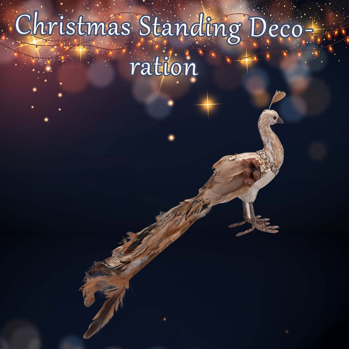 Christmas Peacock Decoration 21cm x 14cm Gold X 1