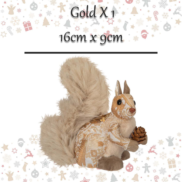 Christmas Squirrel Decoration 16cm x 9cm Gold X 1