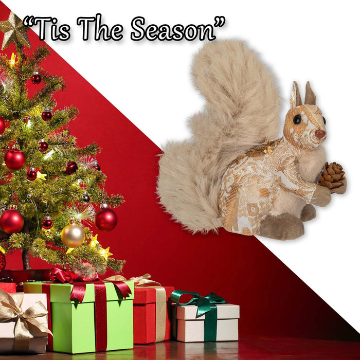 Christmas Squirrel Decoration 16cm x 9cm Gold X 1