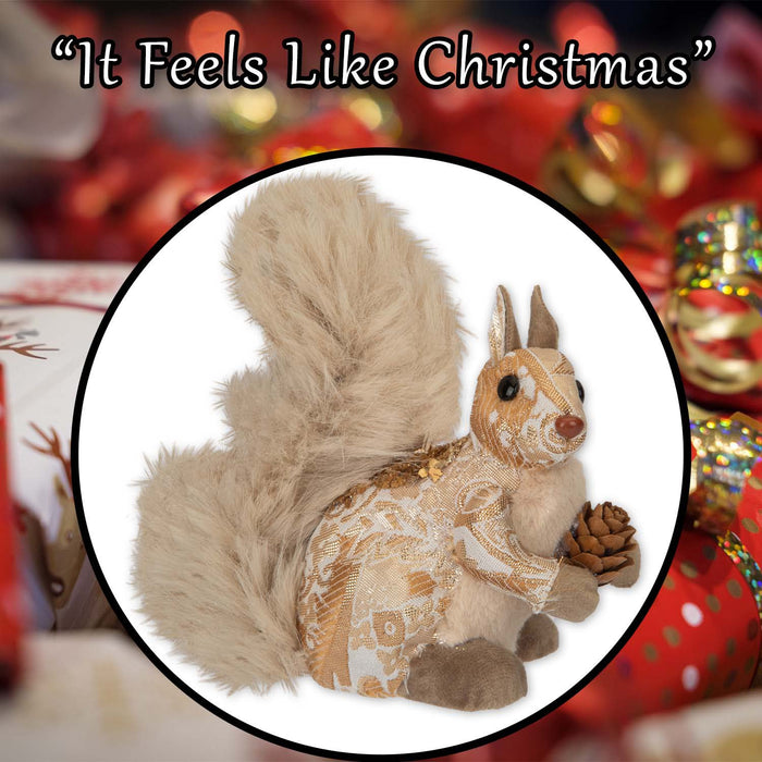 Christmas Squirrel Decoration 16cm x 9cm Gold X 1