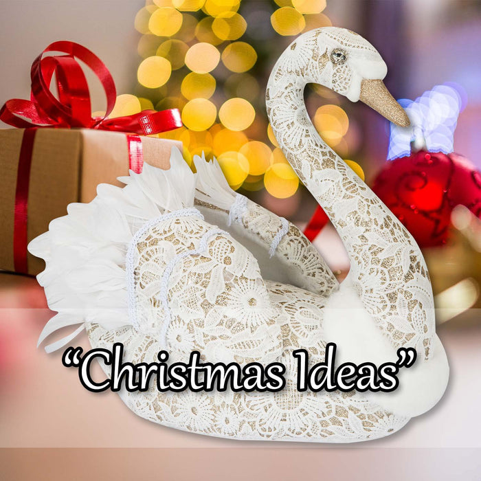 Christmas Glitter Swan Decoration 35cm x 18cm White X 1