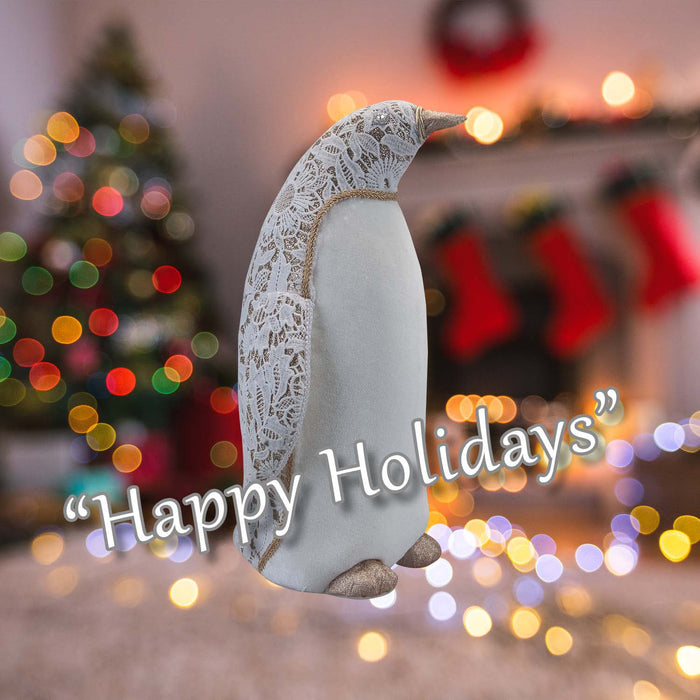 Christmas Penguin Decoration 38cm x 24cm White X 1