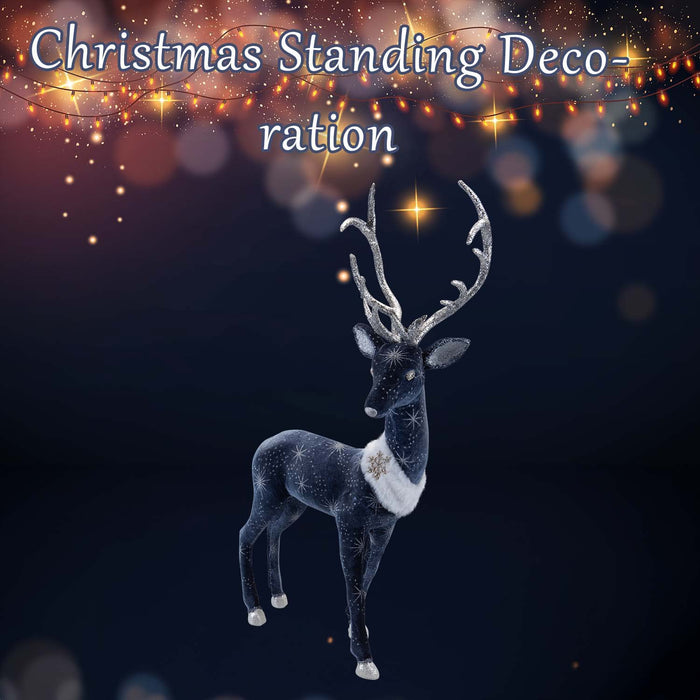 Christmas Deer Decoration 58cm x 28cm Blue X 1