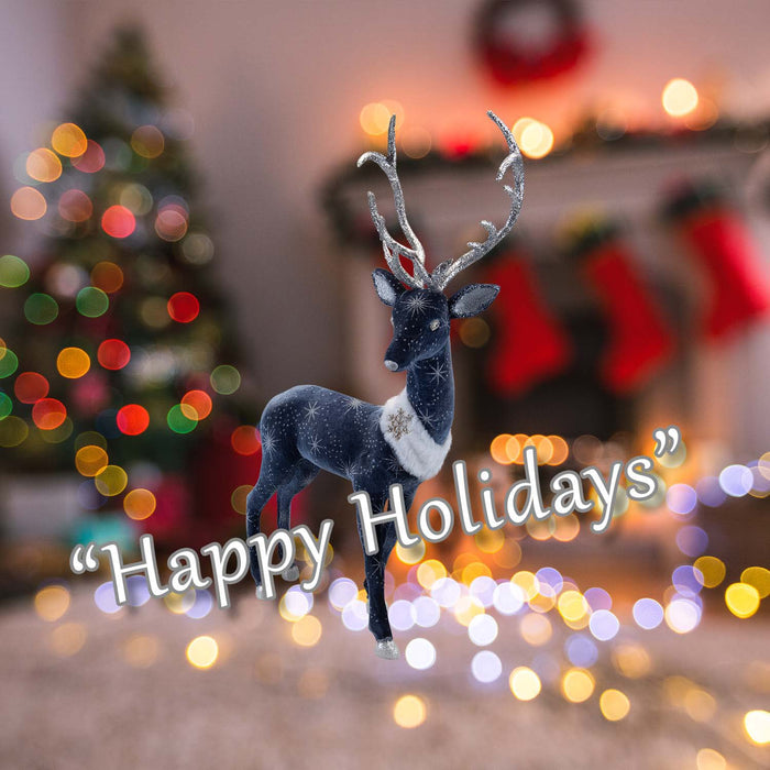 Christmas Deer Decoration 58cm x 28cm Blue X 1