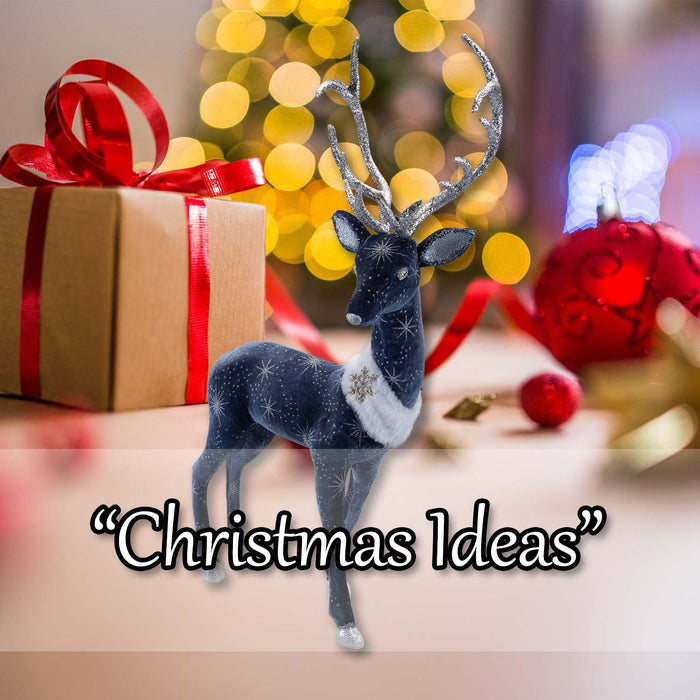 Christmas Deer Decoration 58cm x 28cm Blue X 1